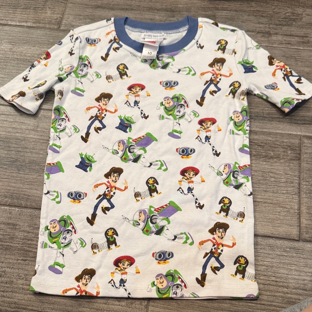 Pottery Barn Kids Pajama Top - White with Toy Characters
